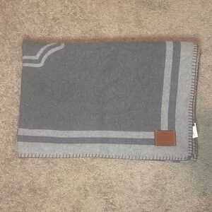 Coach Gray Blanket with Brown Leather Patch